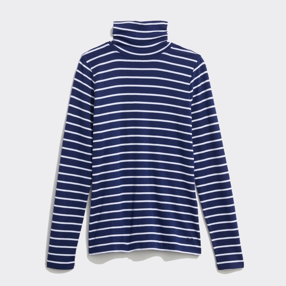 NWT Vineyard Vines Medium Navy Striped Turtleneck